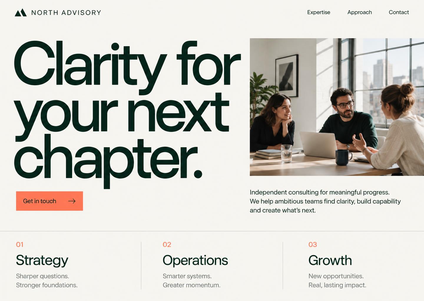 North Advisory — Typography-led professional design, concept website design