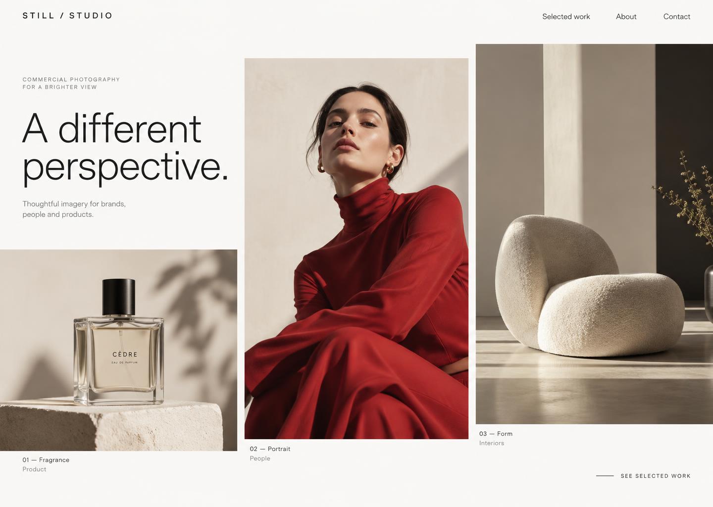 Still / Studio — Asymmetric creative portfolio, concept website design