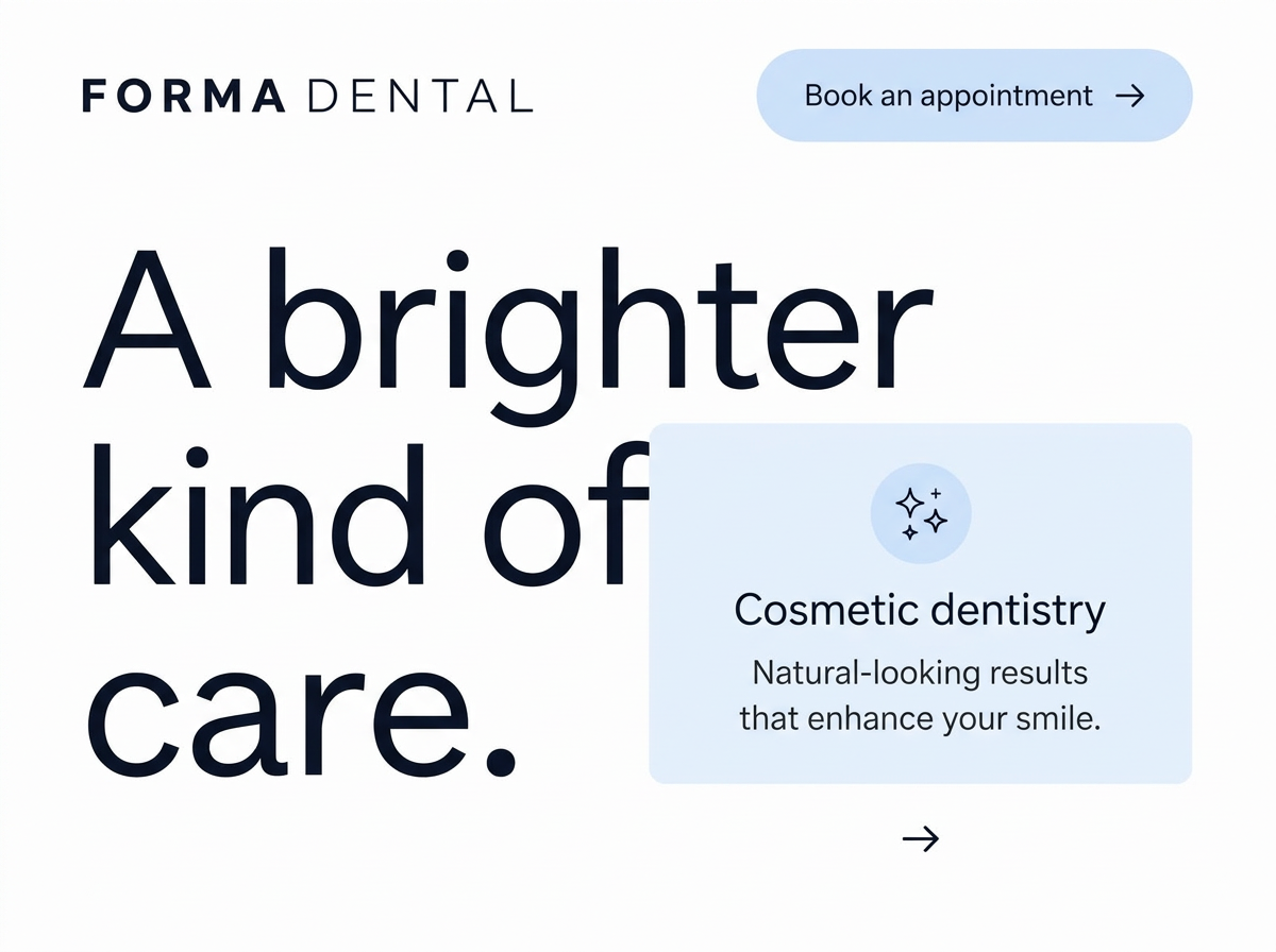 Forma Dental — close-up of typography and interface details