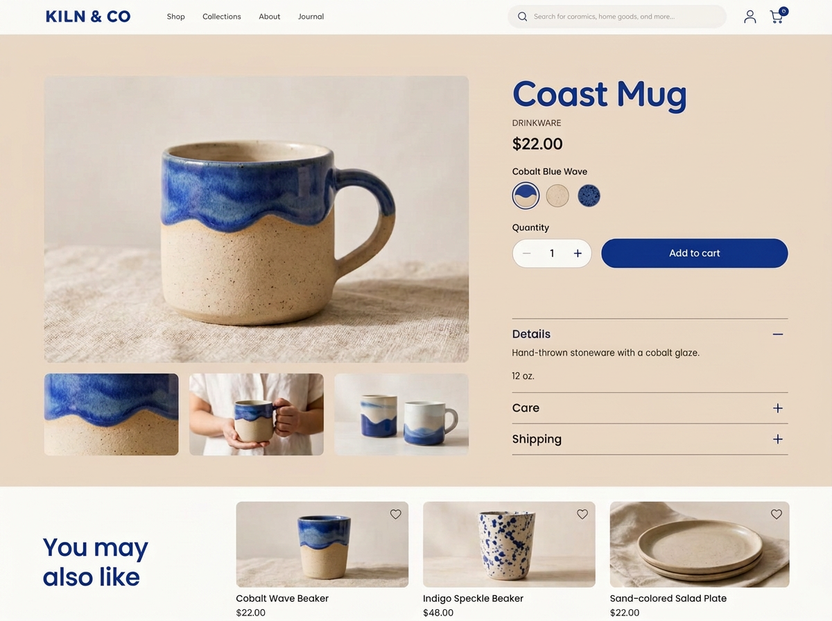 Kiln & Co — Product page concept