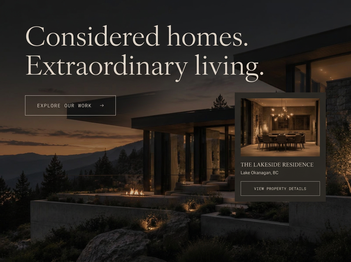 Ridgeline Custom Homes — close-up of typography and interface details