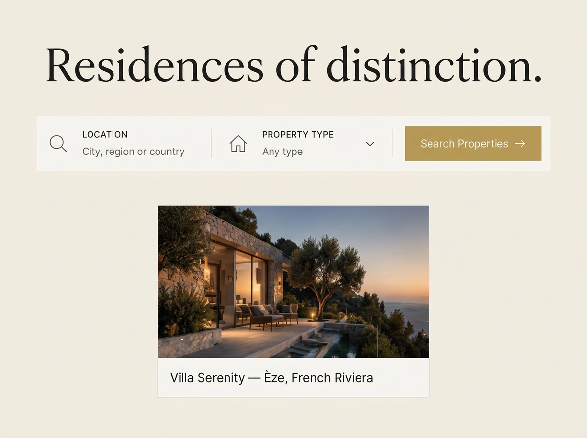 Maison Estates — close-up of typography and interface details