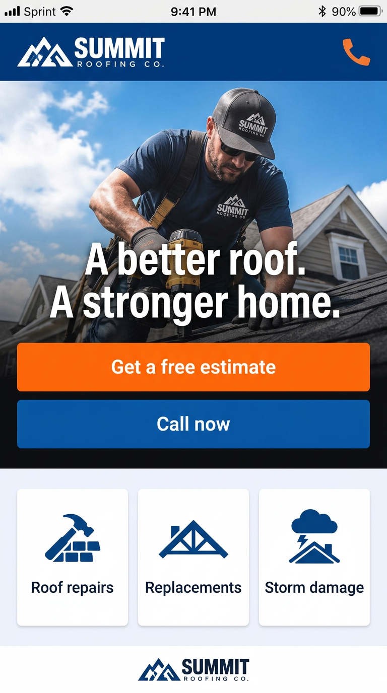 Summit Roofing Co. — mobile homepage concept