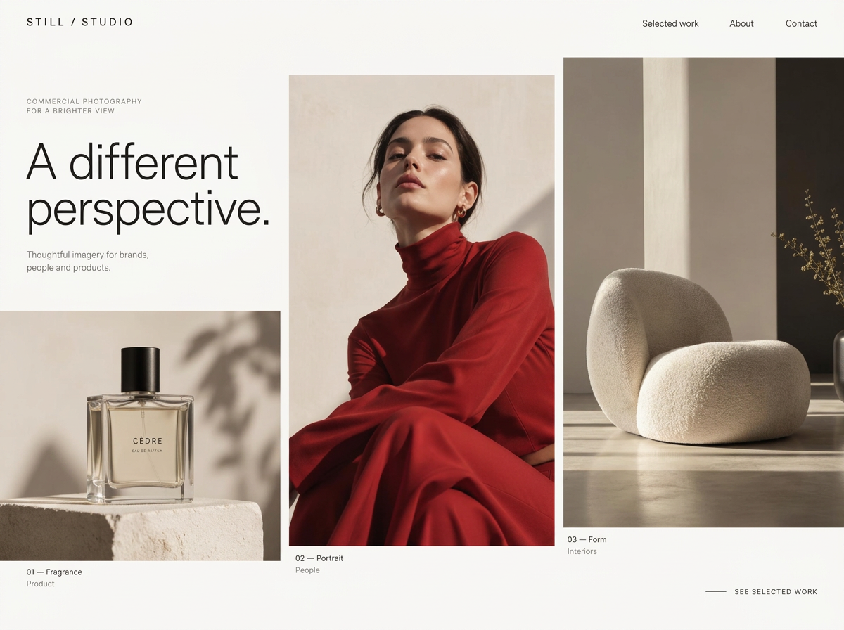 Still / Studio — close-up of typography and interface details